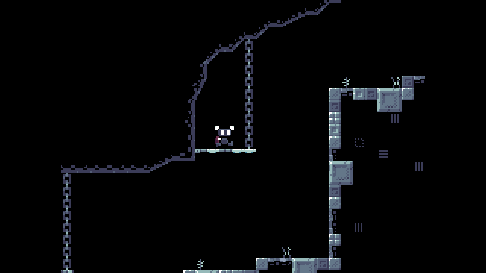 Gameplay of the game Monospace. A mouse is in a cave.